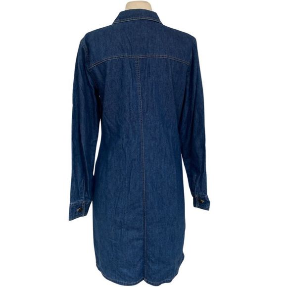 Vintage Retro 90s Talbot's Denim Long Sleeve Button Down Collared Shirt Dress - Picture 7 of 8